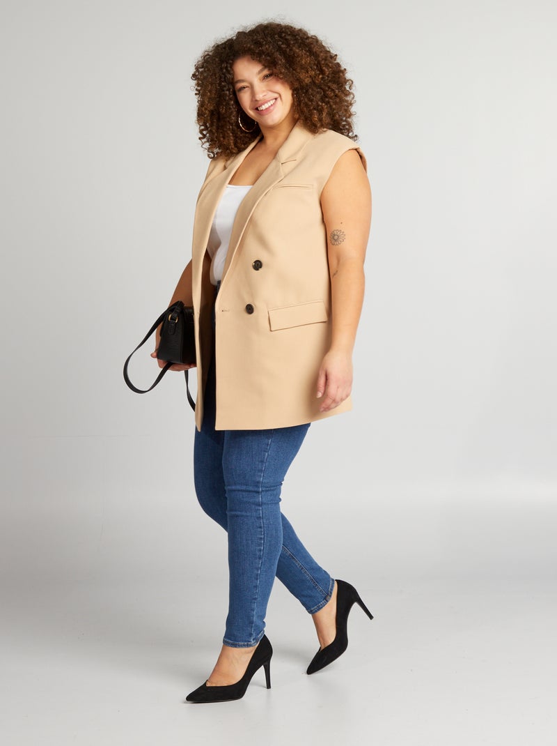 Veste tailleur sans manches Beige - Kiabi