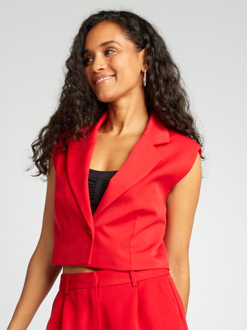 Veste tailleur sans manches rouge - Kiabi