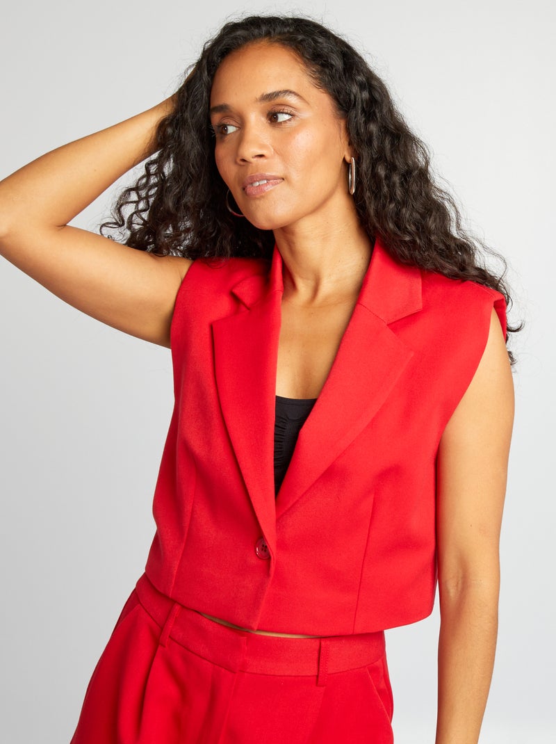 Veste tailleur sans manches rouge - Kiabi