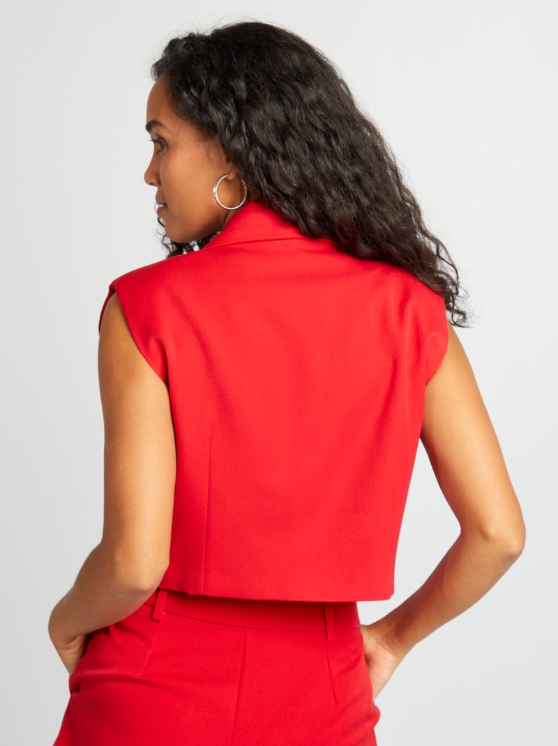Veste tailleur sans manches rouge - Kiabi