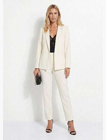 Veste tailleur unie fluide double boutonnage - Afibel