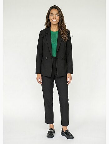 Veste tailleur unie fluide double boutonnage - Afibel