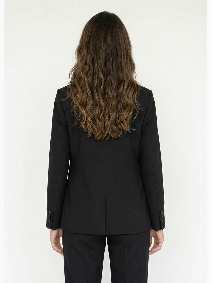 Veste tailleur unie fluide double boutonnage - Afibel Noir - Kiabi