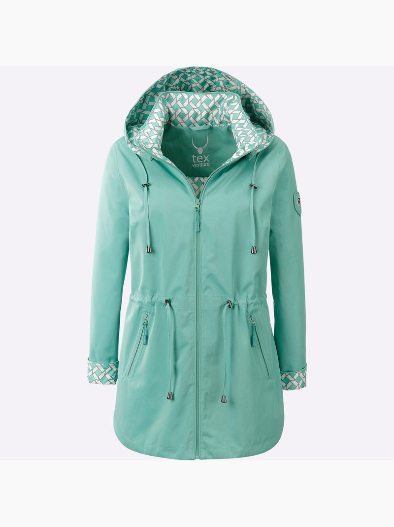 Veste Technique Capuche Amovible - Taille Courte - Witt Bleu Vert - Kiabi