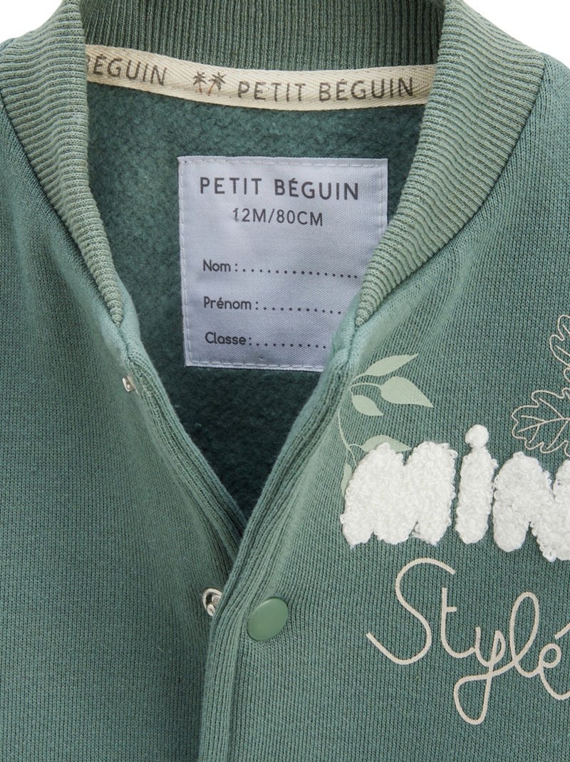 Veste teddy bébé en molleton Merlin Kaki - Kiabi