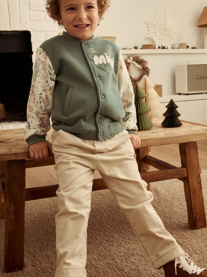 Veste teddy bébé en molleton Merlin Kaki - Kiabi