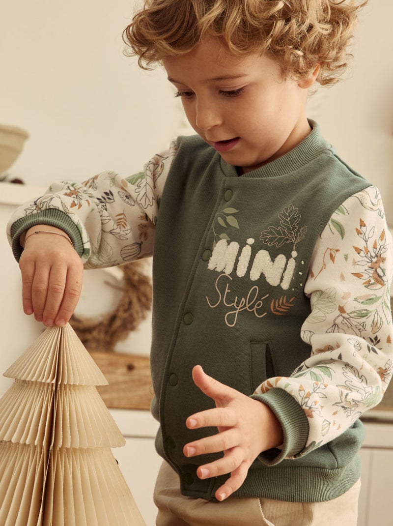 Veste teddy bébé en molleton Merlin Kaki - Kiabi