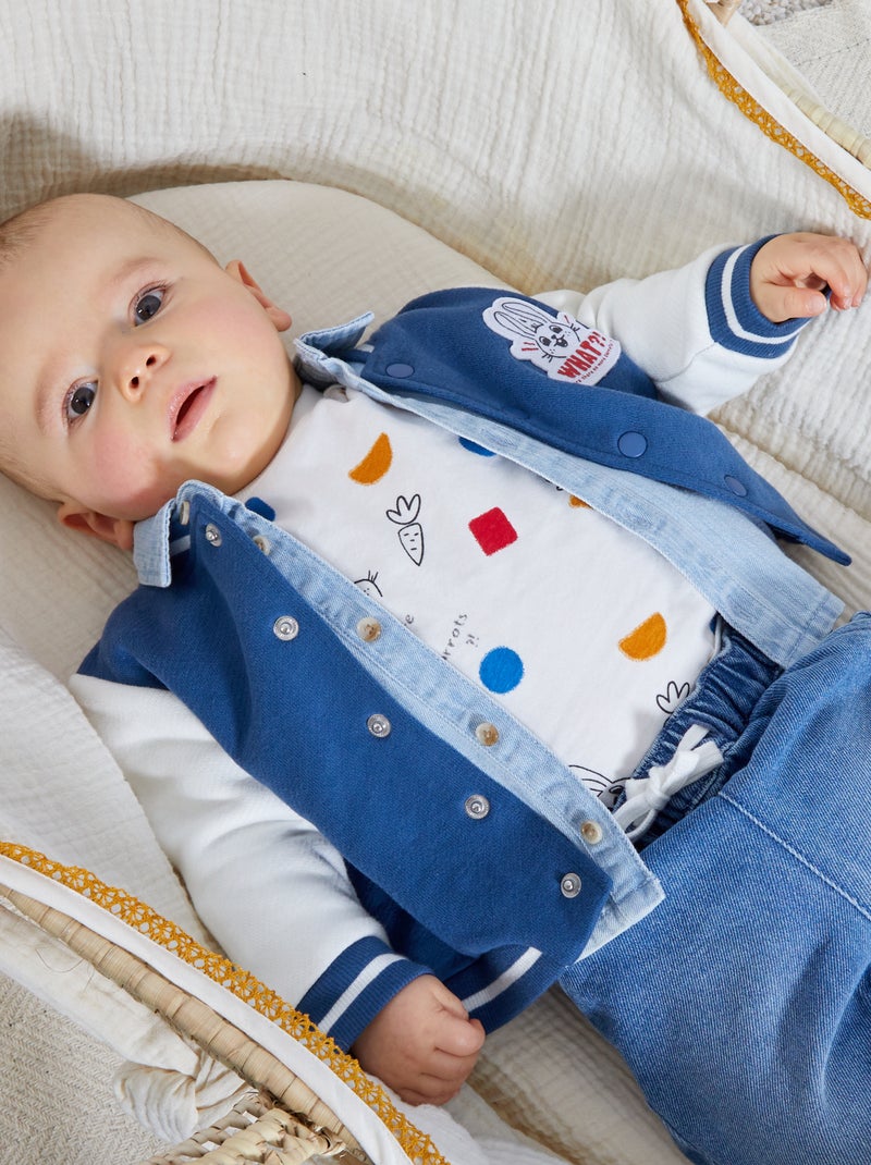 Veste teddy en molleton Bleu - Kiabi