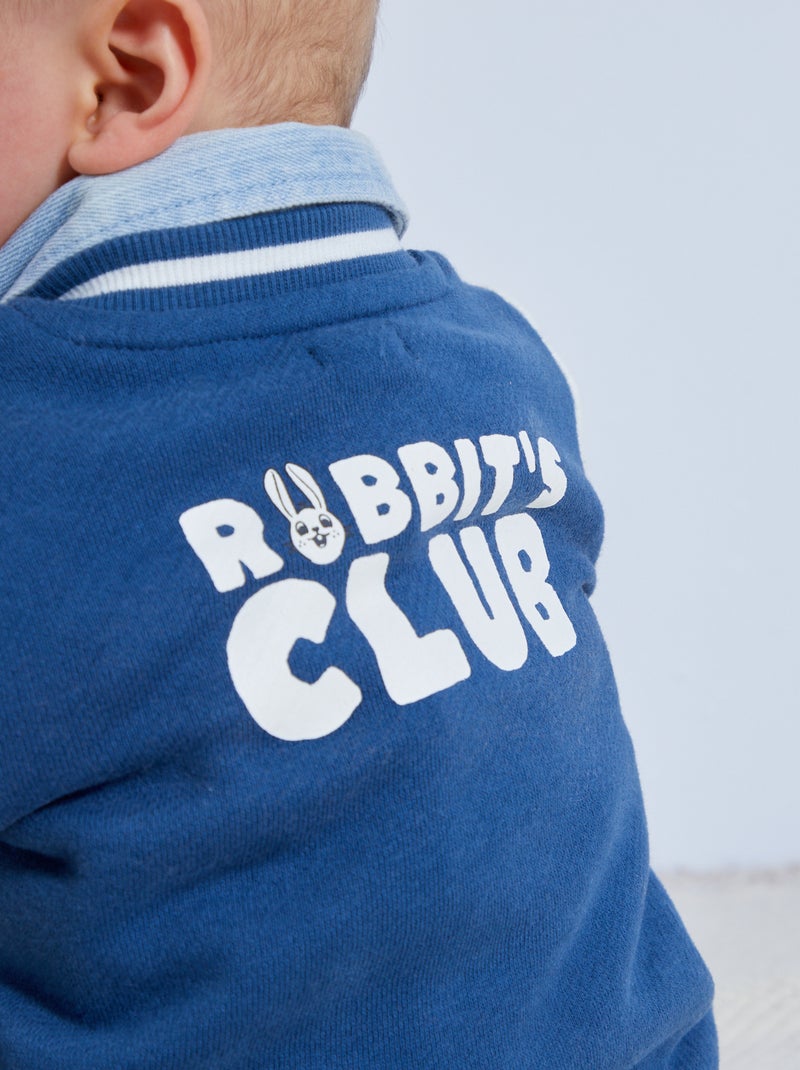Veste teddy en molleton Bleu - Kiabi