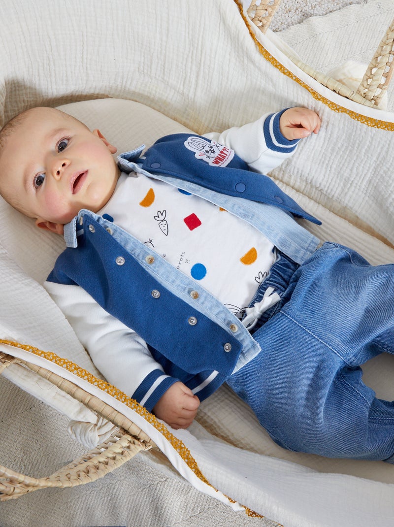 Veste teddy en molleton Bleu - Kiabi