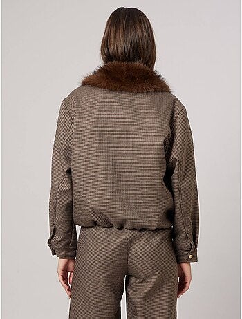 Veste teddy femme avec col effet fourrure 'deeluxe'