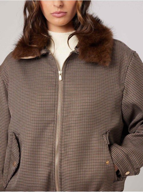 Veste teddy femme avec col effet fourrure 'deeluxe' - Kiabi