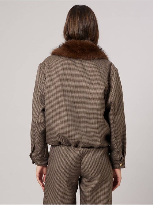 Veste teddy femme avec col effet fourrure 'deeluxe' - Kiabi