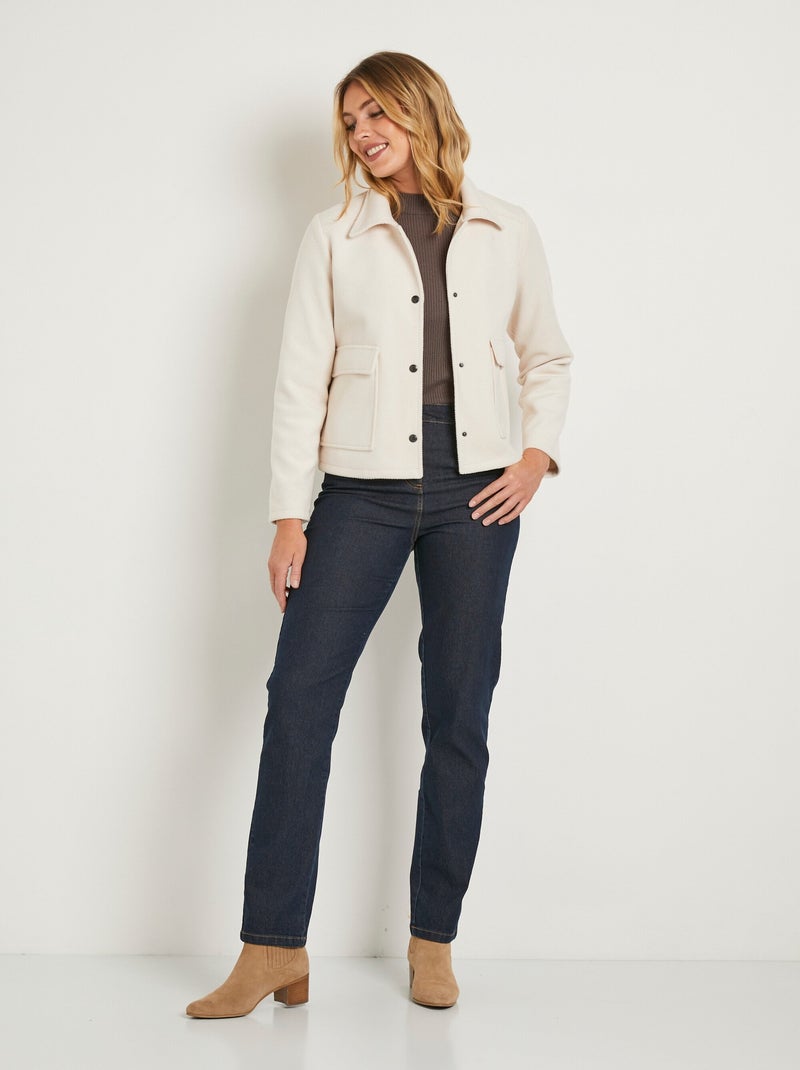 Veste tissu aspect laine pressionnée écrue - Afibel Ecru - Kiabi