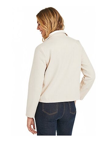 Veste tissu aspect laine pressionnée écrue