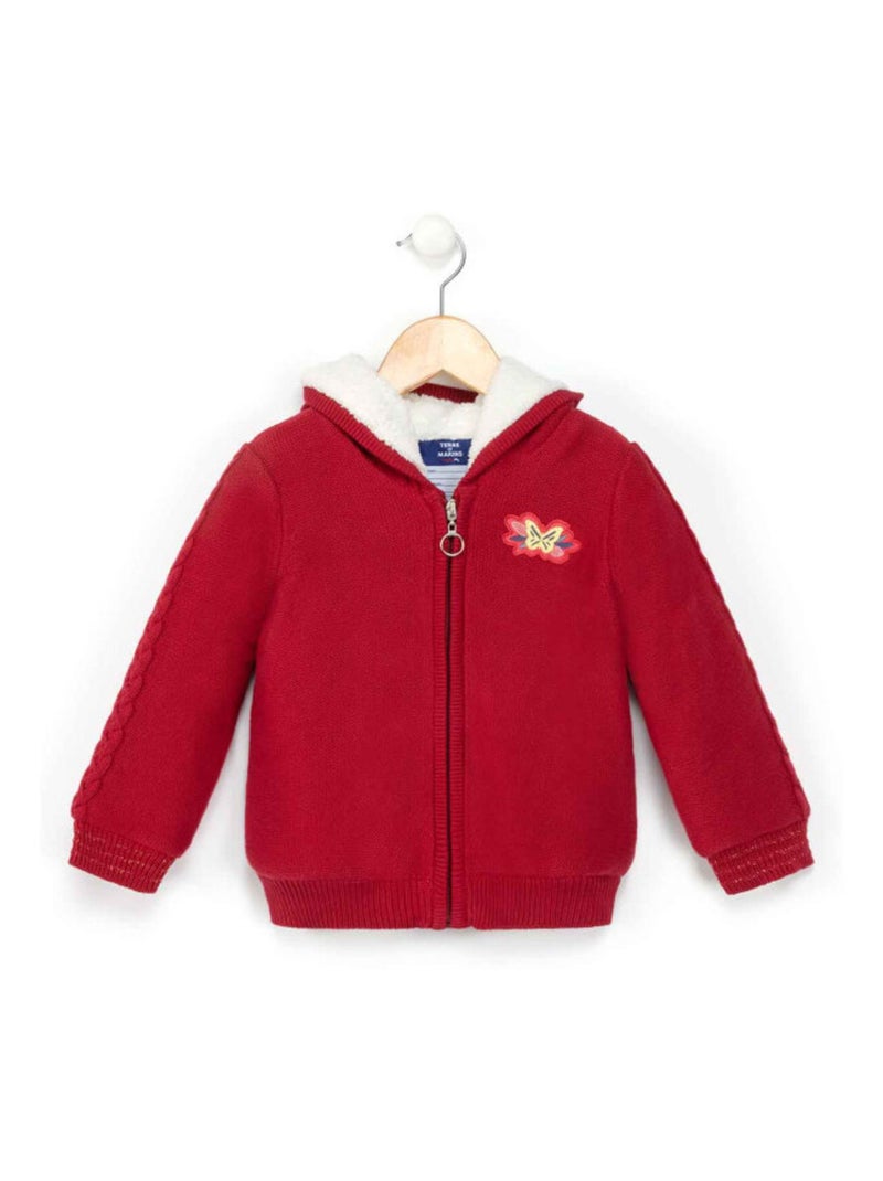 Veste tricot zippée rose framboise Fille Rose framboise - Kiabi