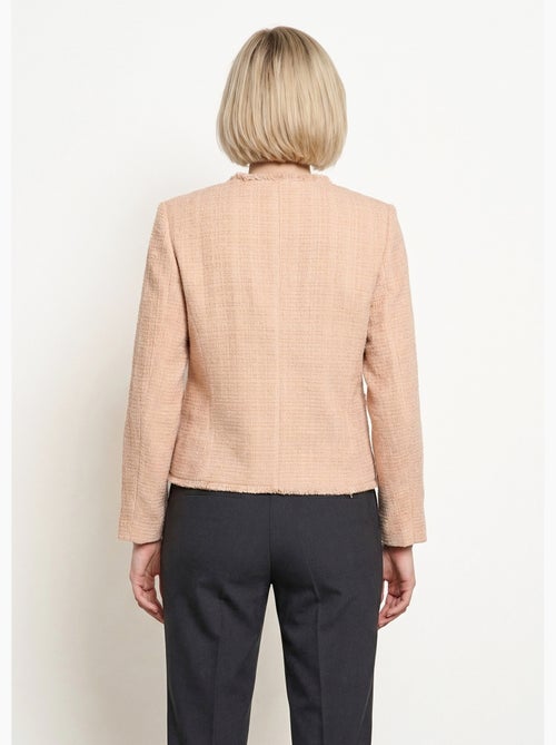 Veste tweed boutonnée frangée sans col - AFIBEL - Kiabi