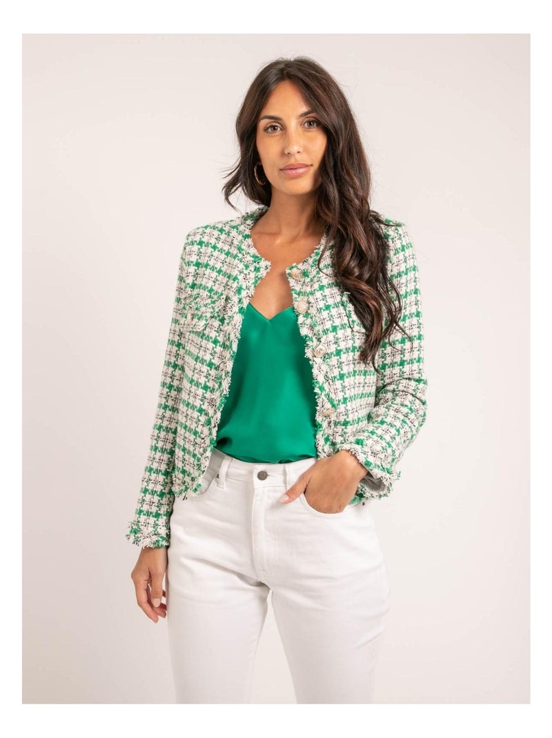 Veste tweed ULMAN Vert - Kiabi