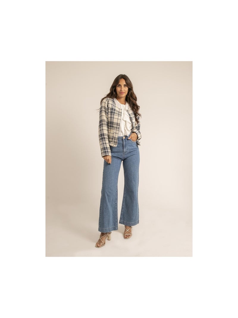 Veste tweed ULRIKA Bleu - Kiabi