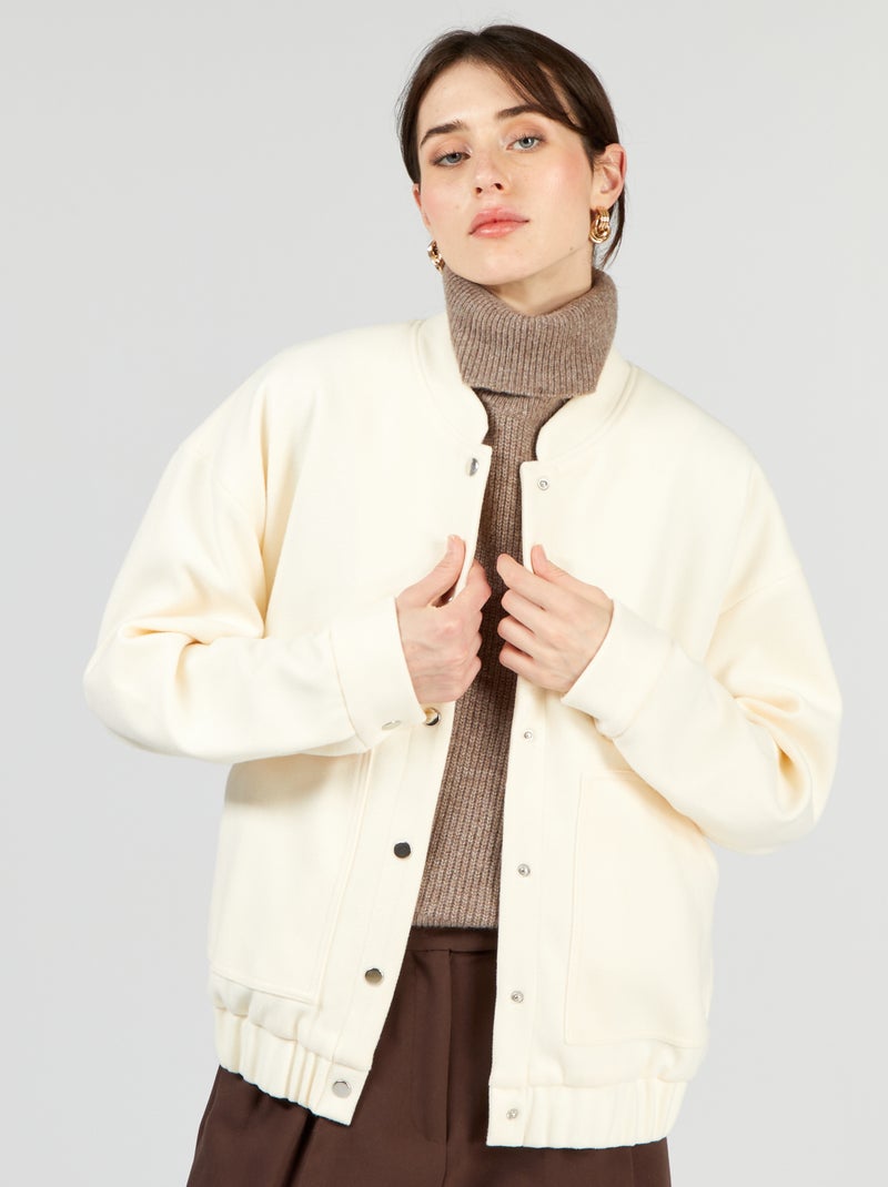 Veste type lainage avec base élastiquée Ecru - Kiabi