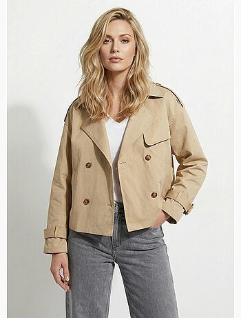 Veste type trench, détails façon corne