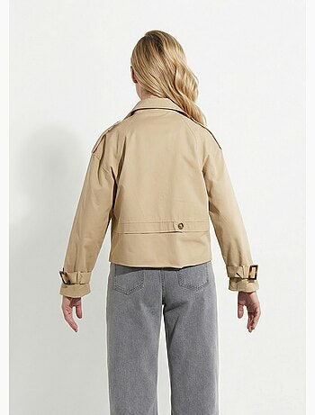 Veste type trench, détails façon corne