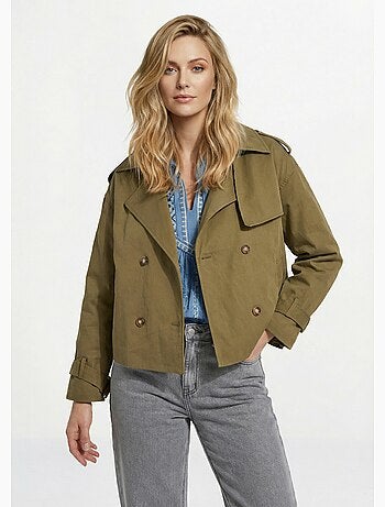 Veste type trench, détails façon corne