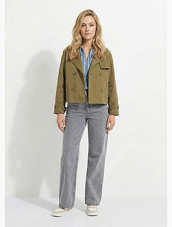 Veste type trench, détails façon corne