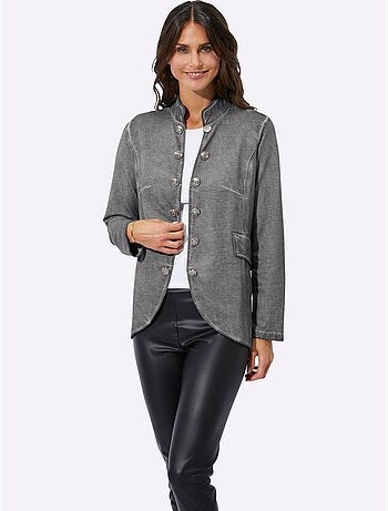 Veste en jean coton à col montant et boutons - Taille standard - Witt