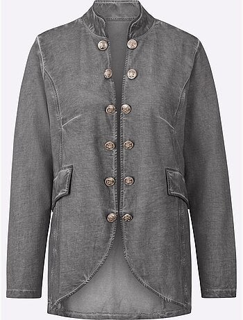 Veste en jean coton à col montant et boutons - Taille standard - Witt