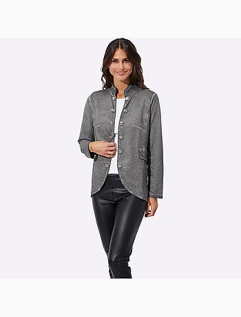 Veste en jean coton à col montant et boutons - Taille standard - Witt