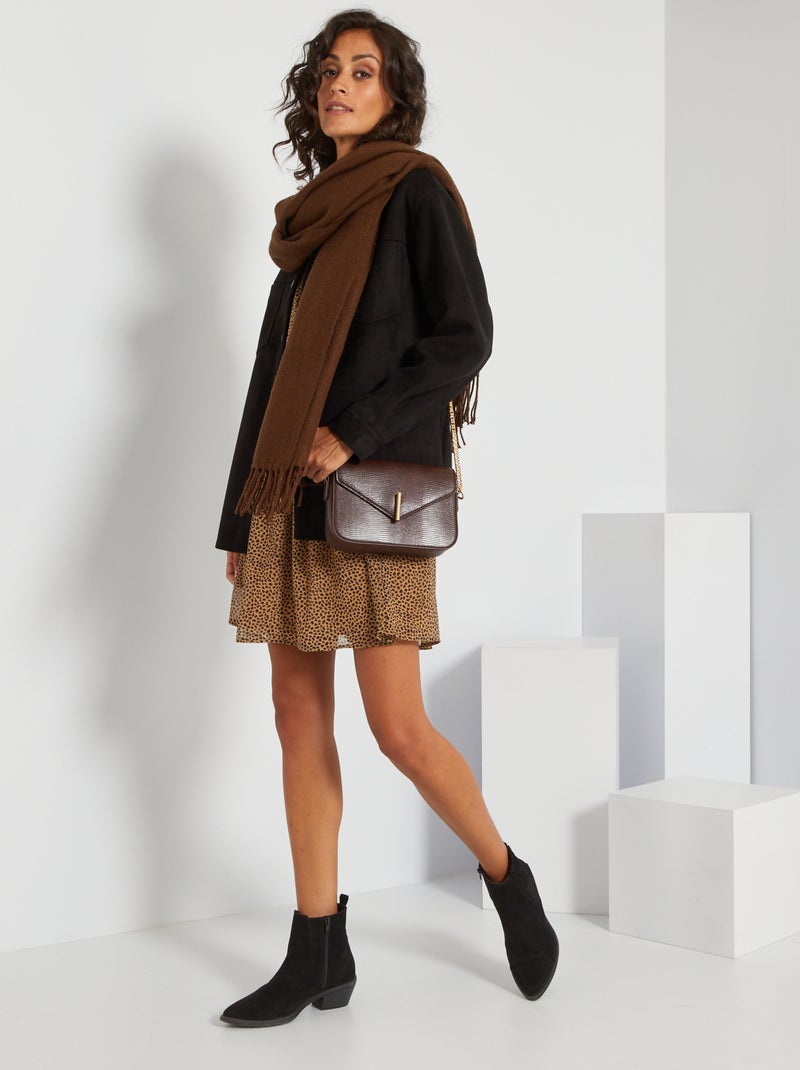 Veste uni en suédine noir - Kiabi