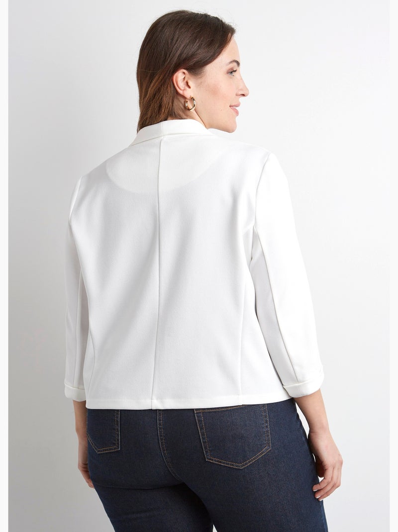 Veste unie courte smocking manches 3/4 Blanc - Kiabi