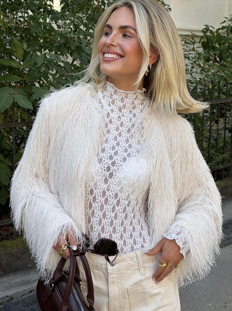 Veste unie en tissage léger pour femme Beige - Kiabi