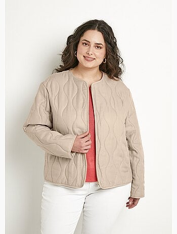 Veste unie matelassée zippée courte col rond - Afibel