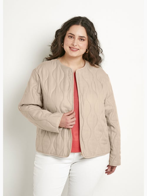 Veste unie matelassée zippée courte col rond - Afibel - Kiabi