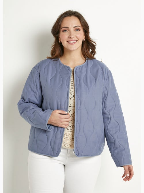 Veste unie matelassée zippée courte col rond - Afibel - Kiabi