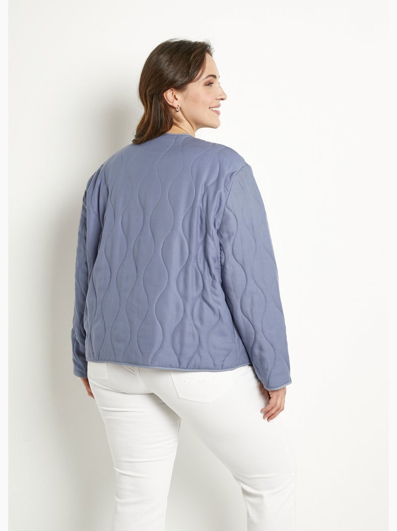 Veste unie matelassée zippée courte col rond - Afibel Bleu jean - Kiabi