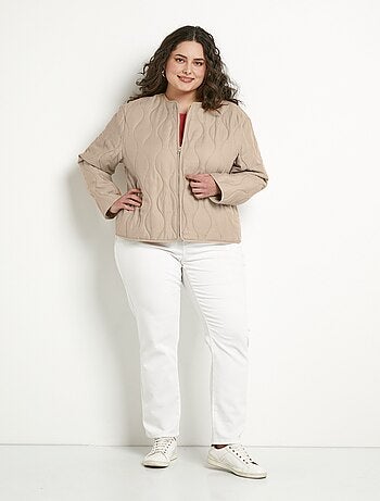 Veste unie matelassée zippée courte col rond