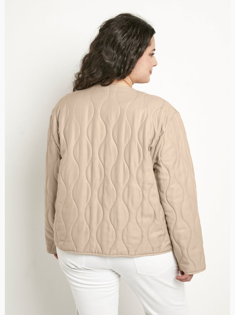 Veste unie matelassée zippée courte col rond Beige - Kiabi