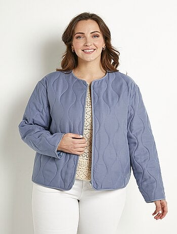Veste unie matelassée zippée courte col rond
