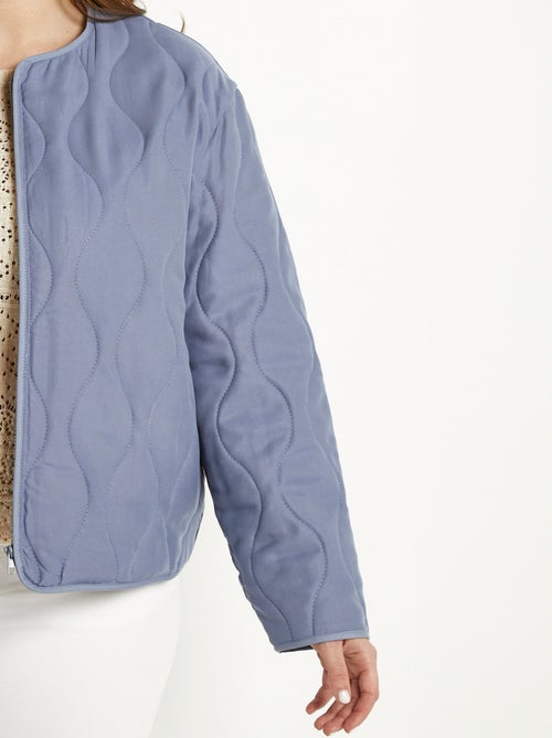 Veste unie matelassée zippée courte col rond - Kiabi