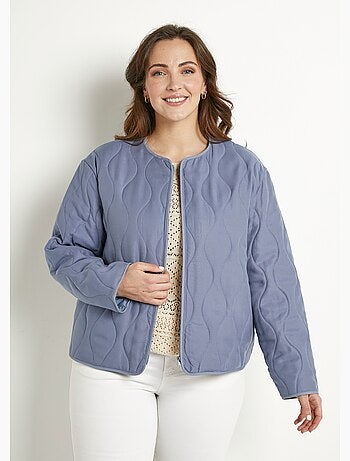 Veste unie matelassée zippée courte col rond