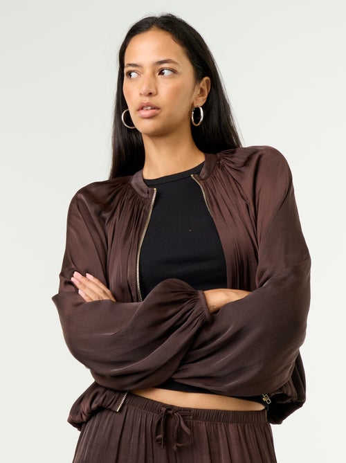 Veste unie satinée forme boule - Kiabi