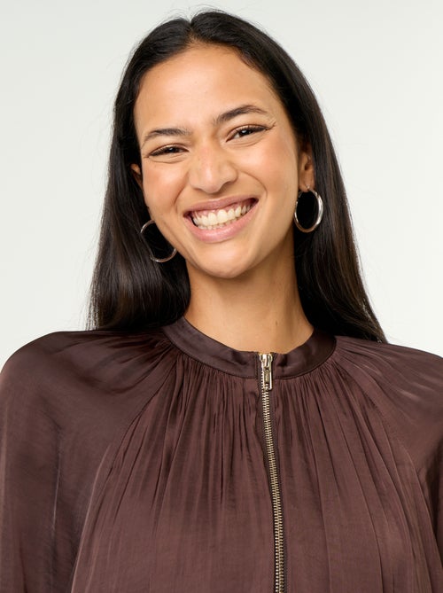 Veste unie satinée forme boule - Kiabi