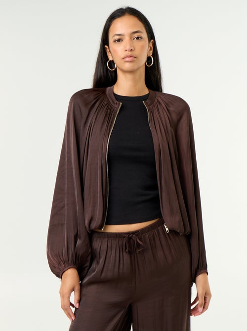 Veste unie satinée forme boule - Kiabi