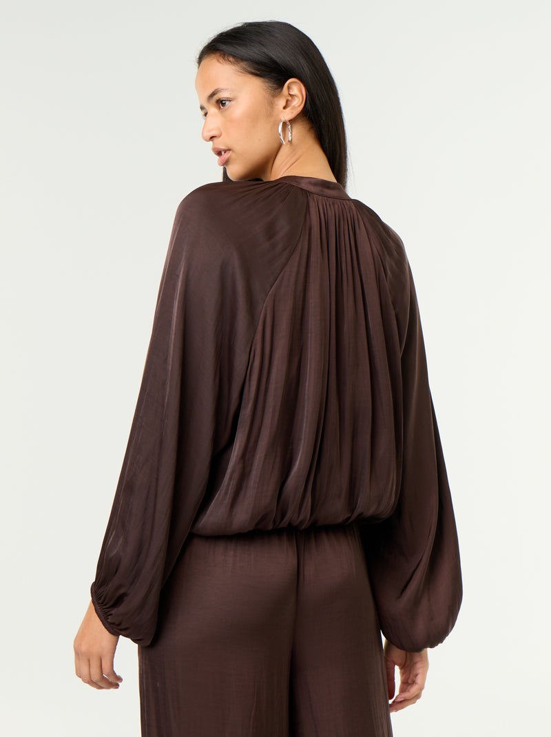 Veste unie satinée forme boule Marron - Kiabi