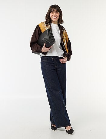 Veste unie zippée avec manches bouffantes