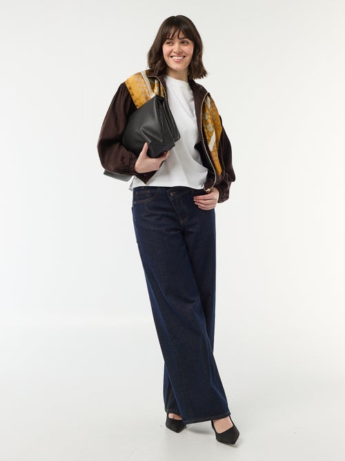 Veste unie zippée avec manches bouffantes - Kiabi