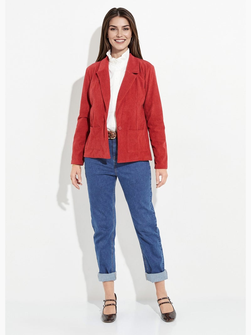 Veste velours grosses cotes, col tailleur - Afibel Brique - Kiabi